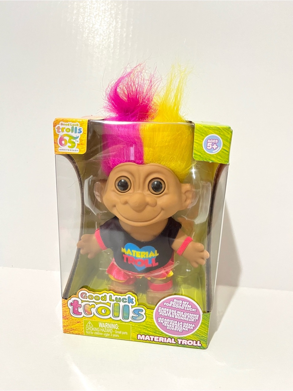 Good luck Trolls Material Troll Doll with Bright Pink & Yellow Hair